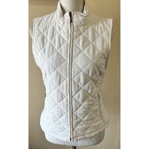 Croft & Barrow White Quilted Full Zip Lined Women's Vest Sz Sm Mid-Length Solid